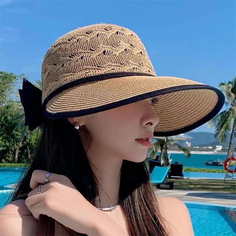 Summer Girls Sun Hats Wide Brim Bowknot Straw Hat Outdoor Sun Protection Women Ladies Caps