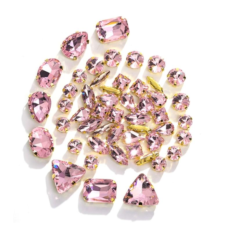 50 шт. Стразы смешанной формы с плоской основой, пришивные драгоценные камни для самостоятельного изготовления обуви, одежды, ювелирных изделий