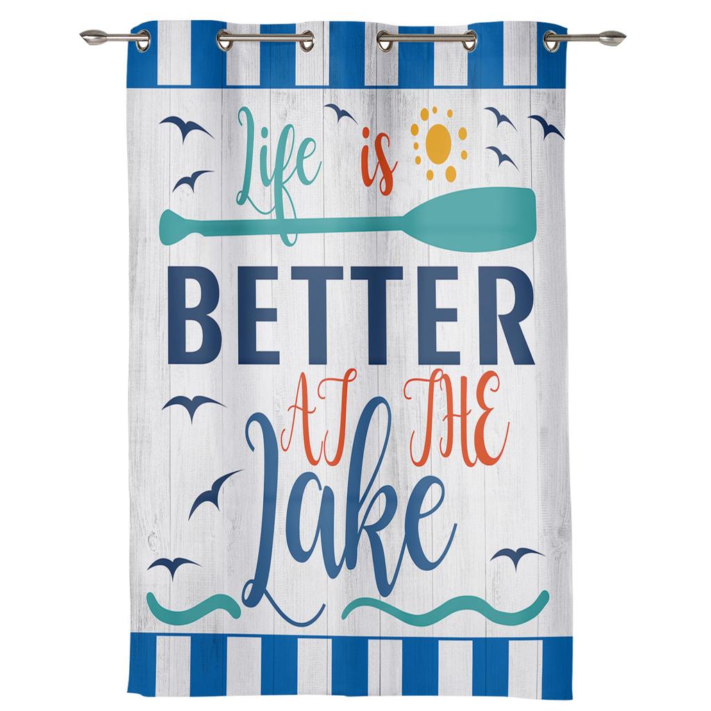 Summer Themed Wood Grain Window Curtain Living Room Luxury Valance Curtain for Bedroom Home Kitchen Decor Curtain