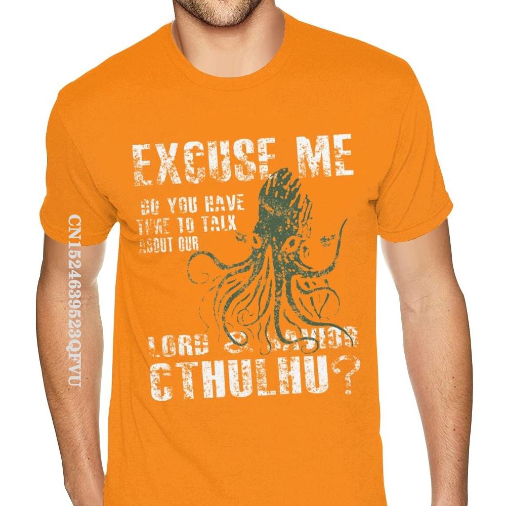 Футболка Cthulhu Извините, у вас есть минутка поговорить о нашем Господе Ктулху Футболка мужская мужская смешная готическая футболка в стиле аниме