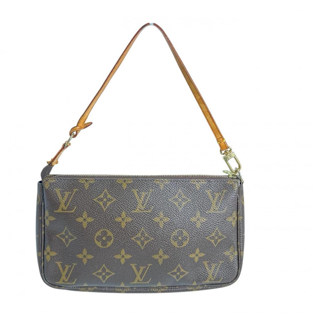 Louis Vuitton Клатч-кошелек Pochette Accessoires из канвы Monogram, коричневый, M51980, б/у