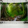 Натуральный лесной гобелен с пейзажным принтом, большой настенный гобелен, дешевый настенный гобелен в стиле хиппи, богемный настенный гобелен