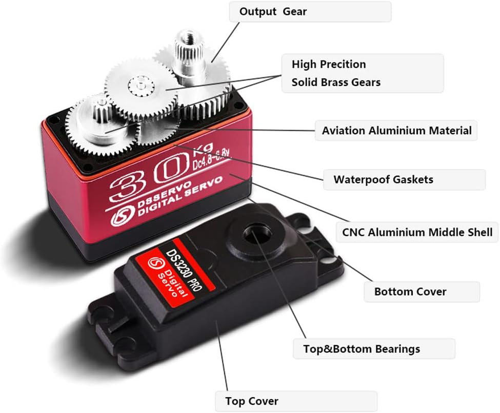 DS3230 PRO 30KG 6V Digital Servo Motor with 25T Horn | 180° Rotation | Aluminum Case | High-Torque for RC Cars, Trucks, Robotics, and DIY Projects