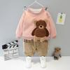 Baby Boy Clothes Autumn Winter Children's Suit Cartoon Bear Sweater + Plus Velvet Warm Corduroy Slacks Baby Two-Piece Suit