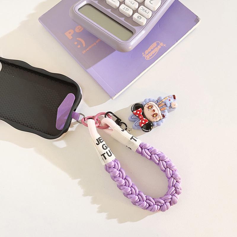Универсальный Лабубу Мультяшный Милый Подвеска-цепочка для телефона Шнурок для Iphone Мобильного телефона Короткий ремешок Брелок Украшение для сумки Кольцо для ключей