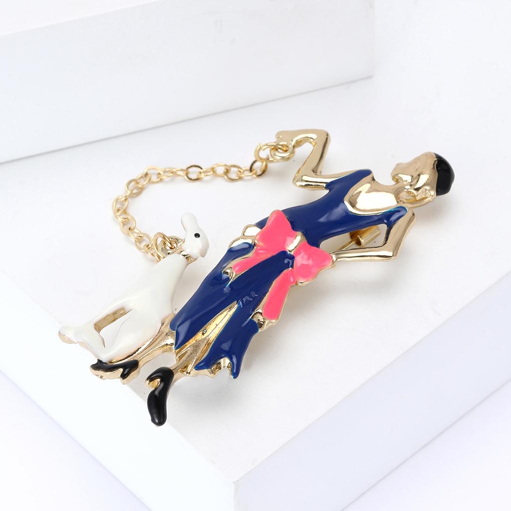 European Lady Temperament Alloy Enamel Girl Brooch Personality Versatile Women'S Cardigan Coat Corsage Ornament Pin