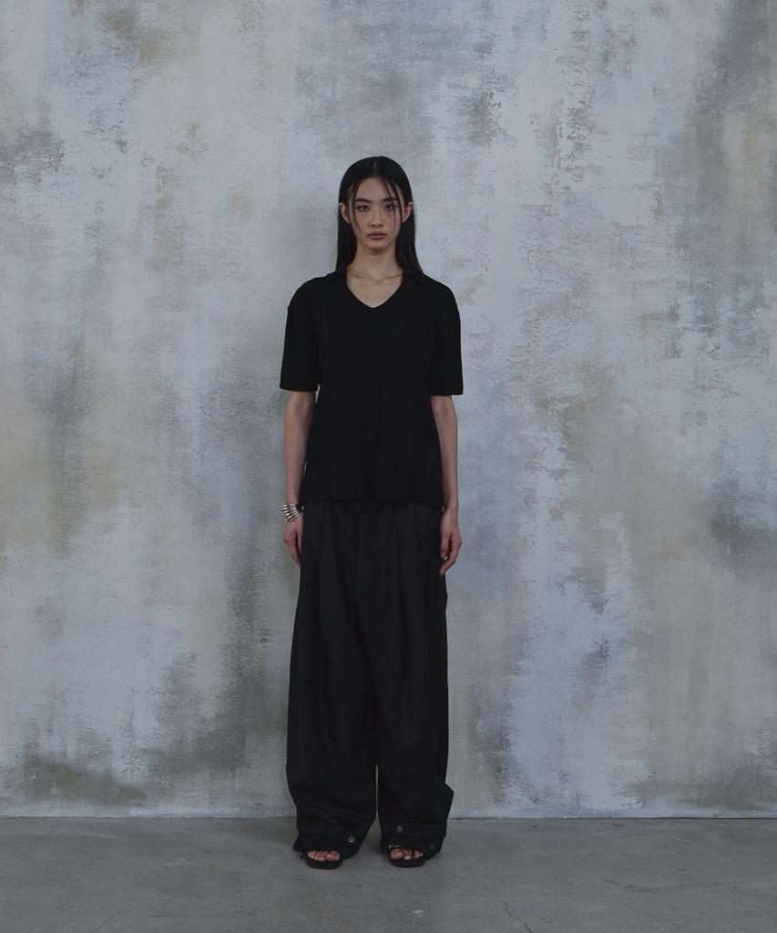 PARADIGMFILM [Ep.02] Fold-In Collar V-Neck Knit (Black)