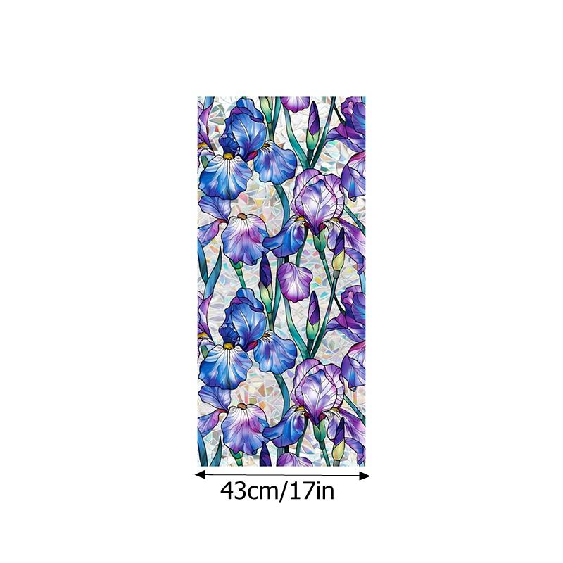 Радужная стеклянная пленка, цветная наклейка на окно с растением, ПВХ, статическая наклейка, наклейки для ванной комнаты, декоративные самоклеящиеся пленки