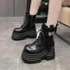 Модные 10 см новые женские высокие ботильоны на платформе зимние теплые меховые толстые зимние ботинки на шнуровке кроссовки женские кожаные мотоциклетные ботинки Mujer