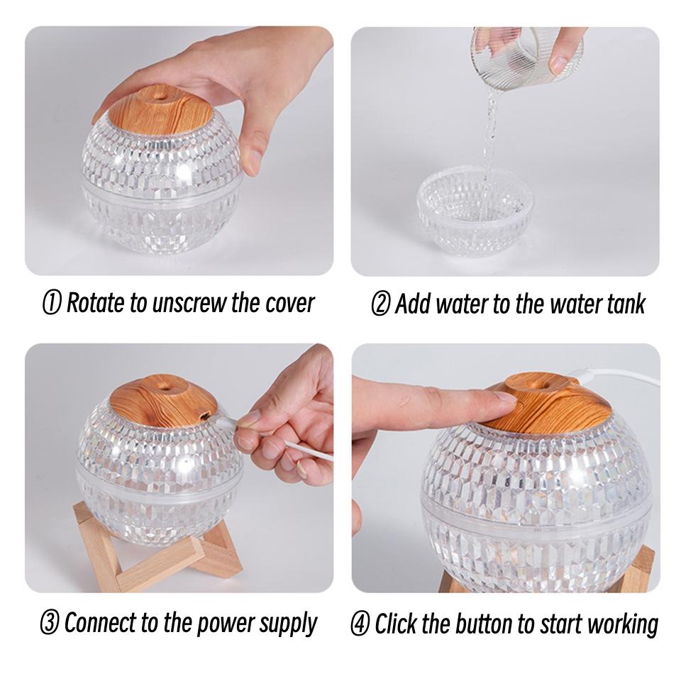 350 мл хрустальный шар увлажнитель воздуха Usb портативный диффузор аромата красочный светодиодный свет ультразвуковой крутой туманообразователь аромаувлажнитель