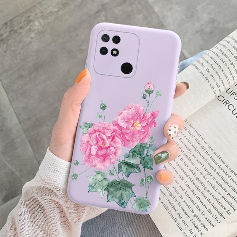 For Redmi 10C 10 C 10A Cover Funda Vintage Flowers Leaves Protective Cover Soft Capa For Xiaomi Redmi 10C 13C 14C Bumper Case