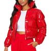 Casual Solid Color Smooth Zipper Lady Short Quilted Jacket for Daily Wear Winter Coat