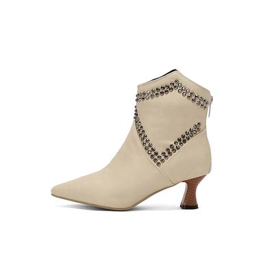 Бежевые коричневые женские полусапожки на высоком каблуке, большой размер 50