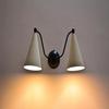 Double Cone Brass Wall Sconce – Mid‑Century Modern Light with Ivory Shades