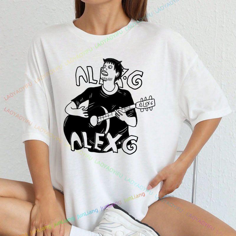 Футболка Alex G Funny Print Модный стиль Готический повседневный топ Свободная рубашка с короткими рукавами и круглым вырезом