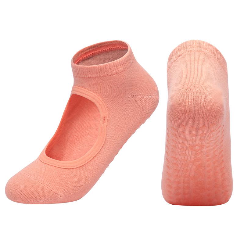 Morandi Color Backless Yoga Socks Women Pilates Socks Dance Trampoline Aerobics Fitness Sports Socks