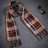 Unisex Winter Scarf Color Matching Plaid Print Tassel Thick Warm Soft Double-sided Plush Long And Wide Keep Warm Neck Protection Lady Fall Scarf