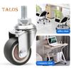 5Pcs 1.5"/2" Stem Swivel Casters M8 X 15mm Threaded Stem Wheel Rubber Castors No Noise Furniture Castors Replacement for Baby Bed Table Shelf