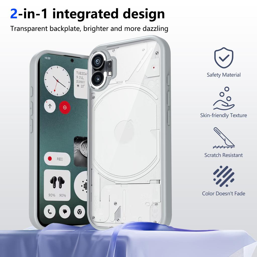 EUCAGR Nothing Phone One A063 Амортизирующий силиконовый бампер с воздушной подушкой Прозрачная матовая задняя крышка для Nothing Phone 1 Жесткий чехол для телефона