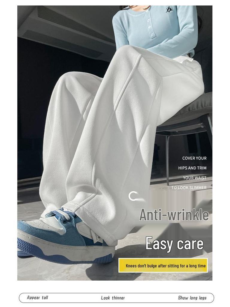 Женские серые спортивные брюки с высокой посадкой, маленького размера, с широкими штанинами - стиль весна 2025