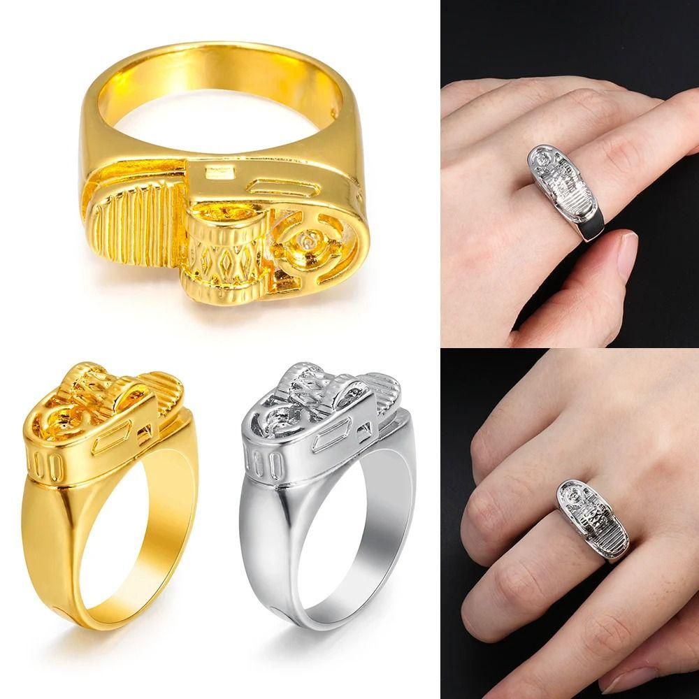 Creative Design Geometric Design Ring Zinc Zinc Alloy Material Cool Ring Trendy Lighter Ring Street Style