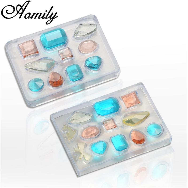 Aomily DIY Handmade Jewelry Mold Necklace Eardrop Gemstones Fondant Cake Chocolate Mould Container Crystal Drop Resin Soap Molds