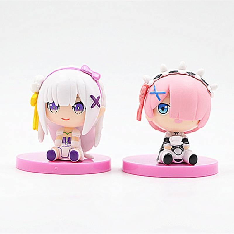 Delightful Chibi Rem And Ram Sitting Figures From Re Life In A Different World Anime Collection