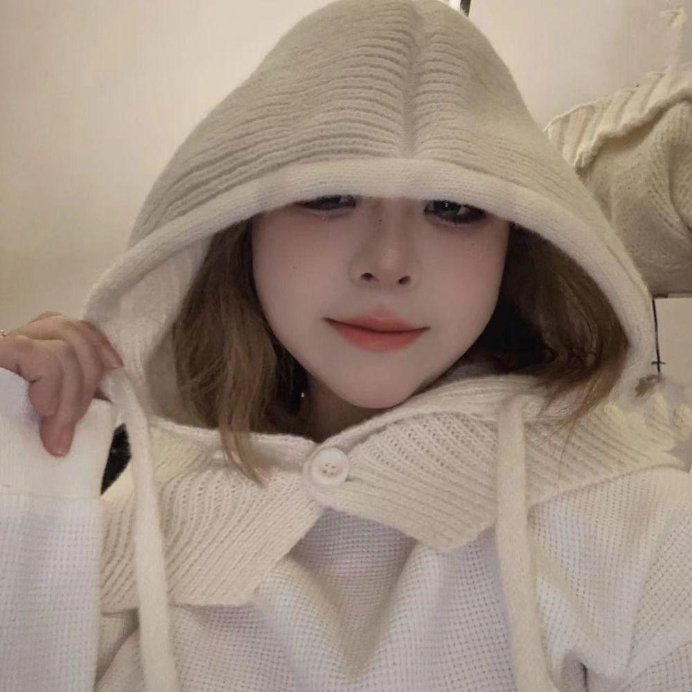 Защита ушей вязаные шапки с капюшоном ветрозащитная шапка на шнурке унисекс женские зимние шапки-балаклавы