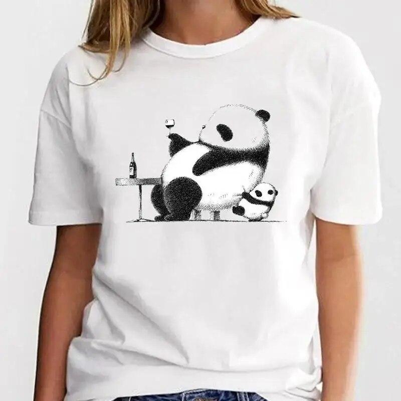 New Panda Lovely Cute T-shirt Clothing Cartoon Graphic Print Short Sleeve Fashion Casual Plus Size T Shirt Women