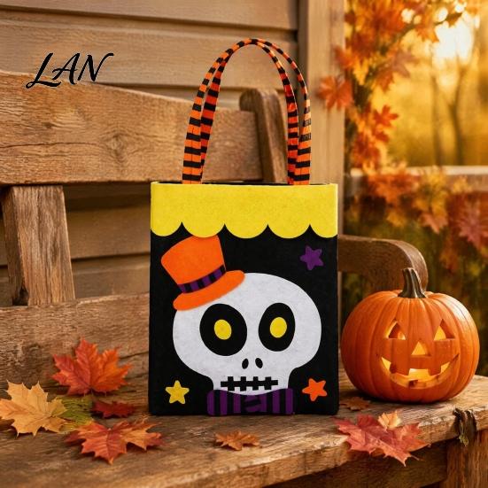 Holiday Photo Props Halloween Candy Bag, Cute Pumpkin Ghost Tote for Kids, Spooky Stiff Material Pouches Cartoon Pattern Treat Bag Party, Trick