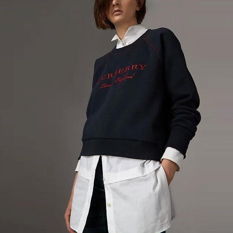 (WMNS) Burberry Logo Embroidered Hoodie Deep Blue Women's 40529791