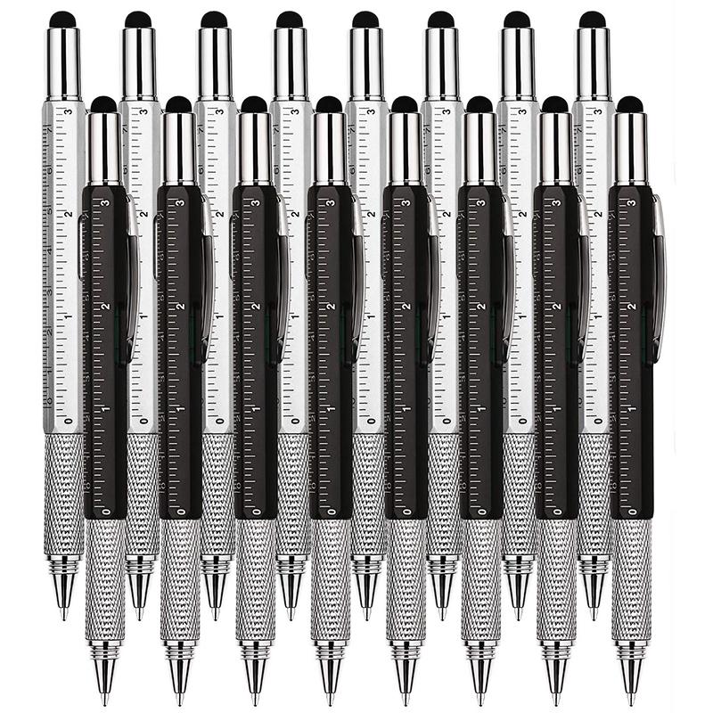 16 шт. 6 в 1 шариковая ручка-стилус с уровнем линейка отвертка инструмент офис школьные принадлежности ручной инструмент