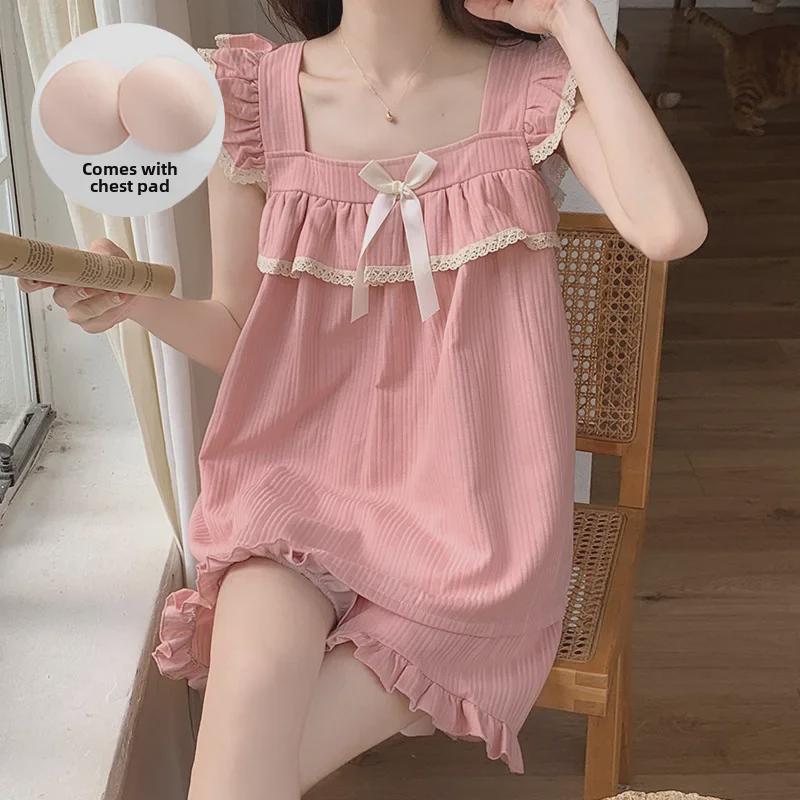 Women's Summer Knitted Cotton Pajama Set – Sweet Sleeveless Top and Shorts