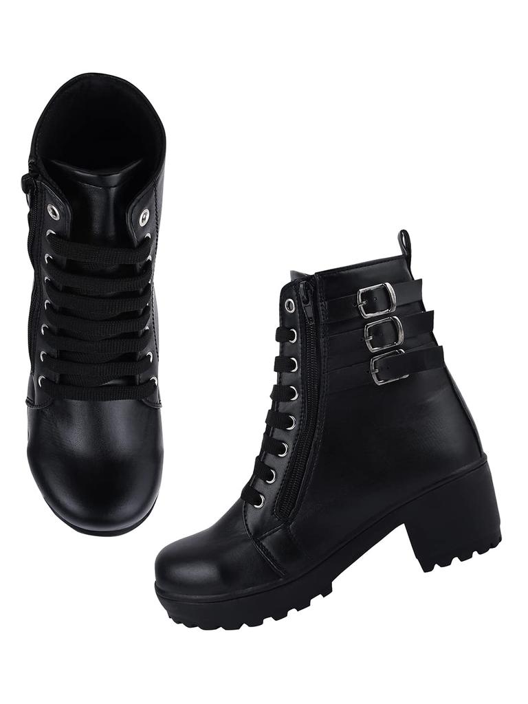 Shoetopia Женские короткие ботильоны на массивном каблуке с нескользящей подошвой, удобные модные ботильоны на щиколотку | Мягкая амортизирующая подошва | Для повседневной носки, вечеринок и зимы