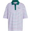 Striped Comfortable Casual Short Sleeve Polo Shirt Women Polo Shirts Light-Purple JC6165