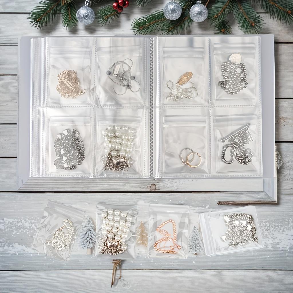 Portable Jewelry Organizer Album with Transparent Pockets-Organizer for Earrings,Rings,Necklaces-Anti-Oxidation Zipper Seal Bag.