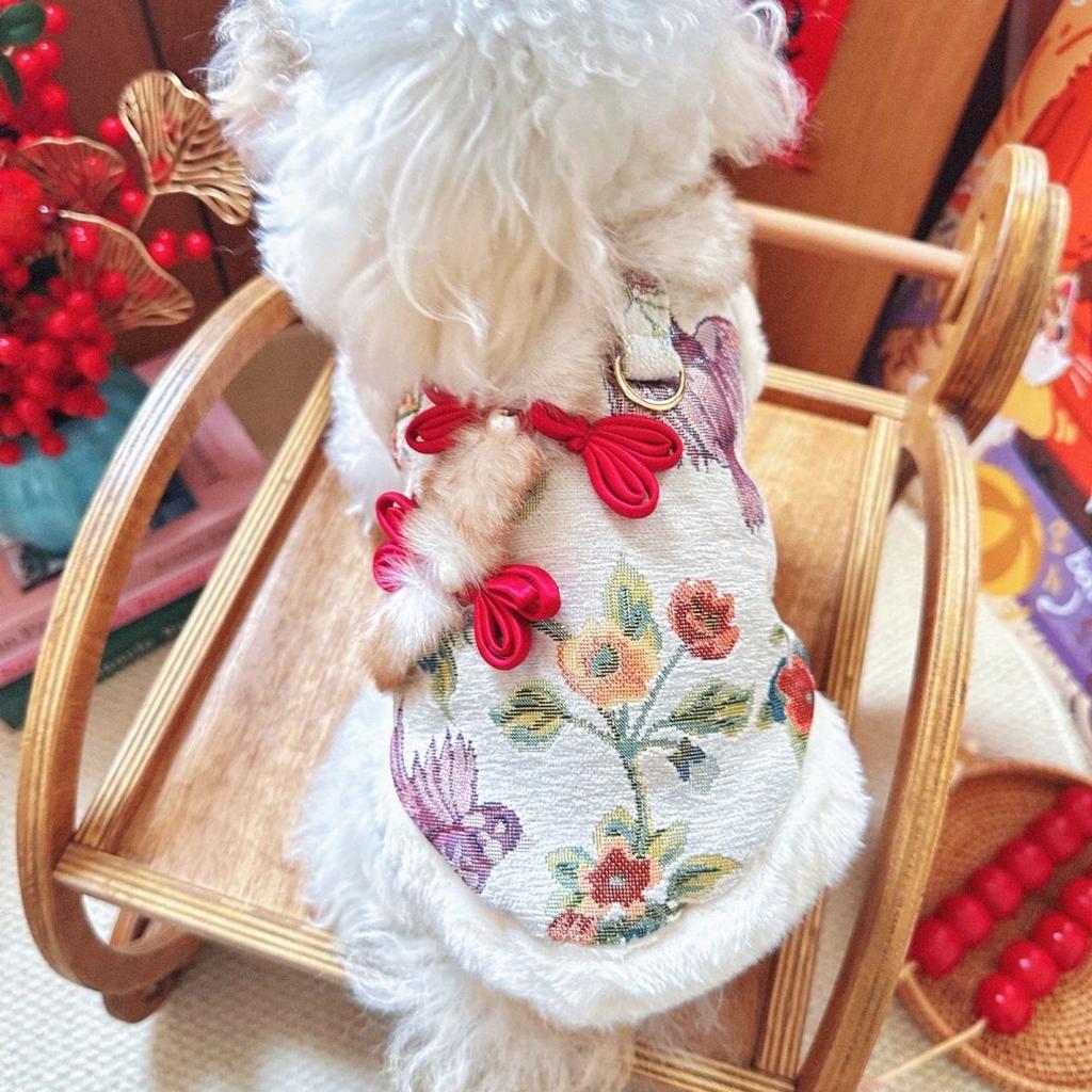 National style retro embroidered pet New Year's clothes Tang suit Chinese traction cotton clothes than bear dog puppy dog New Year's greetings