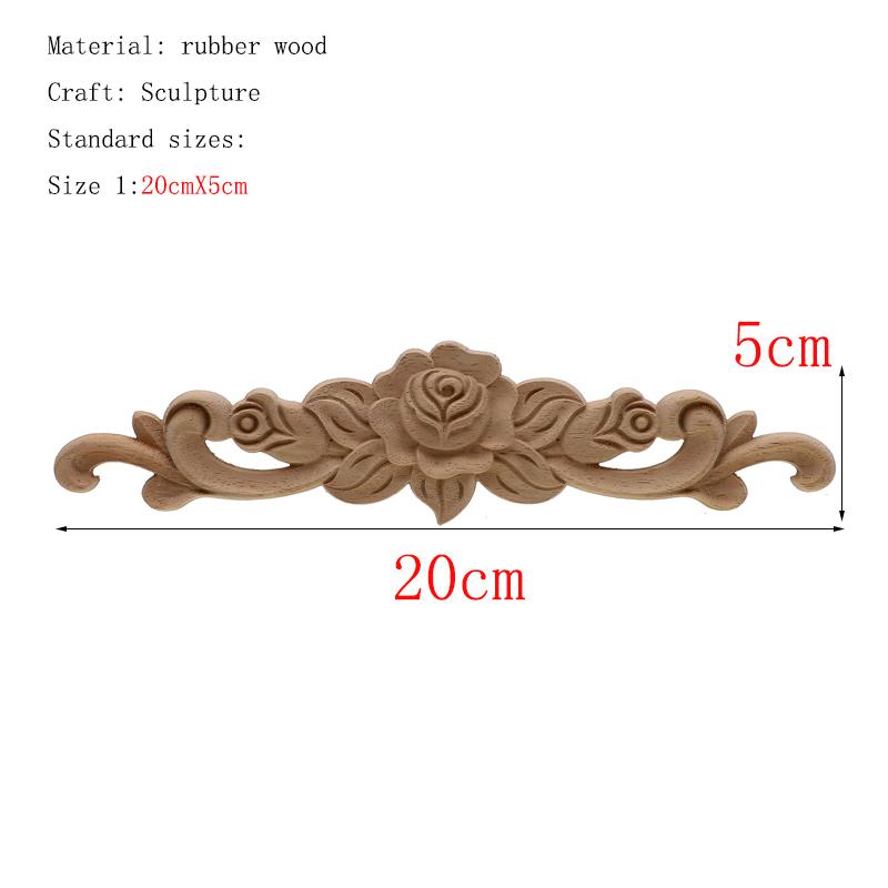 1Pc Unique Natural Floral Wood Carved Wooden Figurines Crafts Corner Appliques Frame Wall Door Furniture Woodcarving Decorative