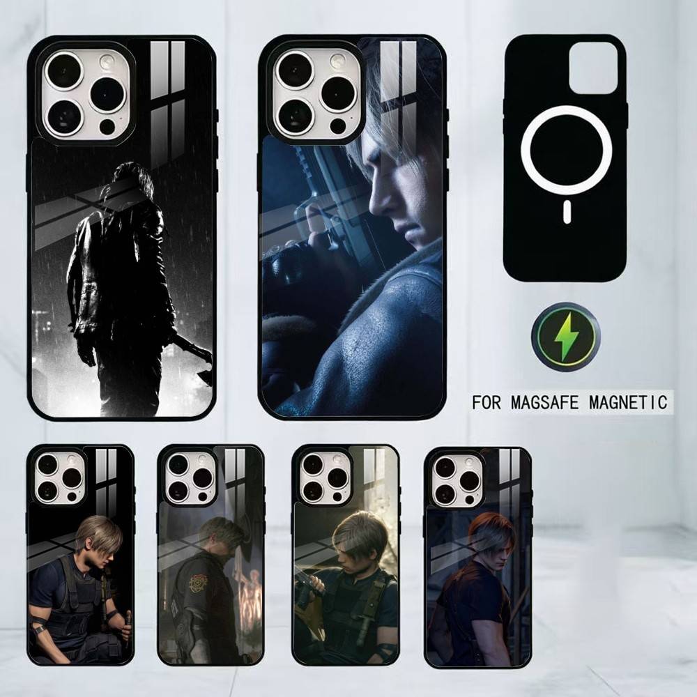 Чехол для телефона Leon Kennedy для iPhone17,16,15,14,13,12,11 Plus,Pro Магнитный для Magsafe Беспроводная зарядка