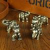 Solid Lucky Elephant Statue Mini Copper Animal Sculpture Blessed Elephan Miniatures  Office