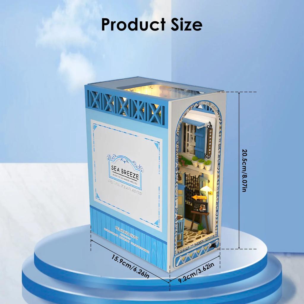 DIY Book Nook 3D Wooden Puzzle Miniature Doll House Kit With Warm Light Creative Bookshelf DIY Booknook Toy Xmas Gift Home Decor