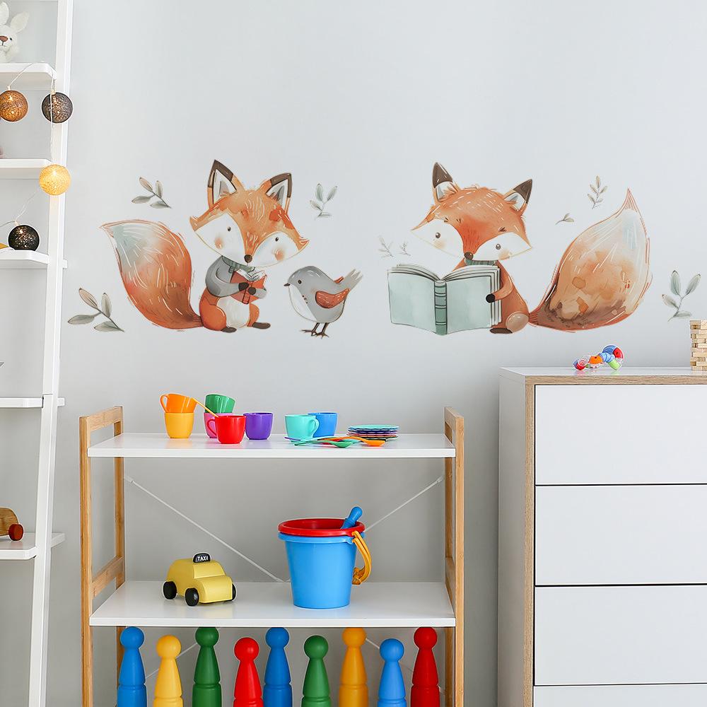 Fox Reading Спальня Гостиная Кабинет Фон Ландшафтный Дизайн Наклейки На Стены Самоклеящиеся
