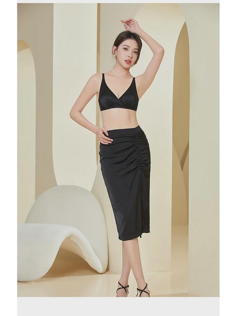 Бюстгальтер Tangge из двухслойного шелка со сборками - гладкий, без стали, тонкий, 19 момми