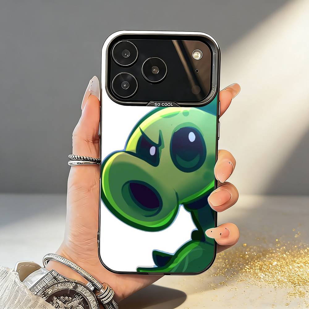 Чехол для телефона P-Plants VS Z-Zombies Для iPhone17,16,15,14,13,12,11,Pro,MAX Серый Матовый Силиконовый Черный Чехол