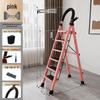 Утолщенная складная лестница для использования в помещении с узором «елочка».: 4-5-ступенчатая телескопическая и портативная конструкция.