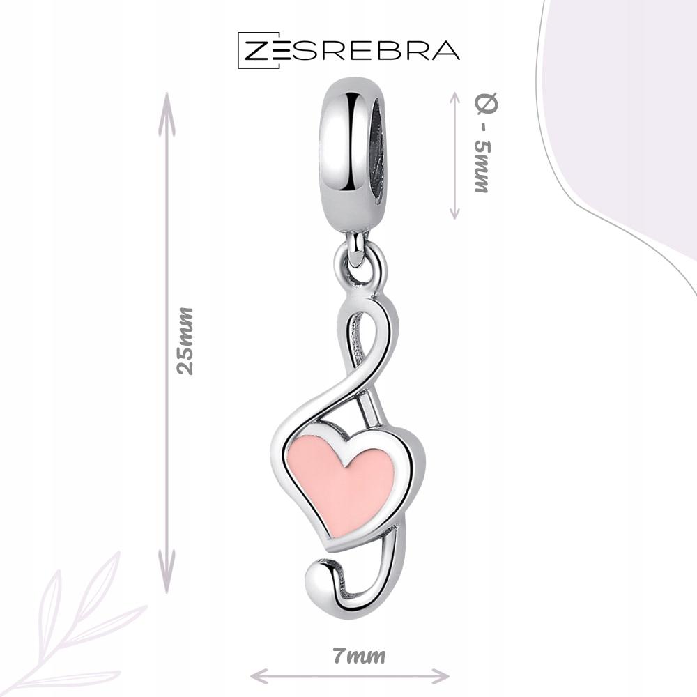 Treble Clef Charms With Heart Pr 925 Hanging Beads Pendant Musician