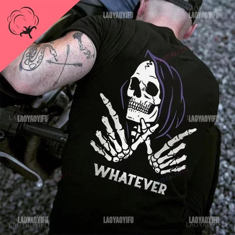 Готические футболки Harajuku Biker Skull Graphic T Shirts Men Fashion Trend Short Sleeve Tops Dark Punk Skulls Retro T Shirt Male Oversize Tee