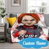 Custom Name Chucky's Bloody Invitation Blanket bed sofa Blanket Flannel Blanket for Camping, Hiking, Picnic Essentials,gift for Fan family