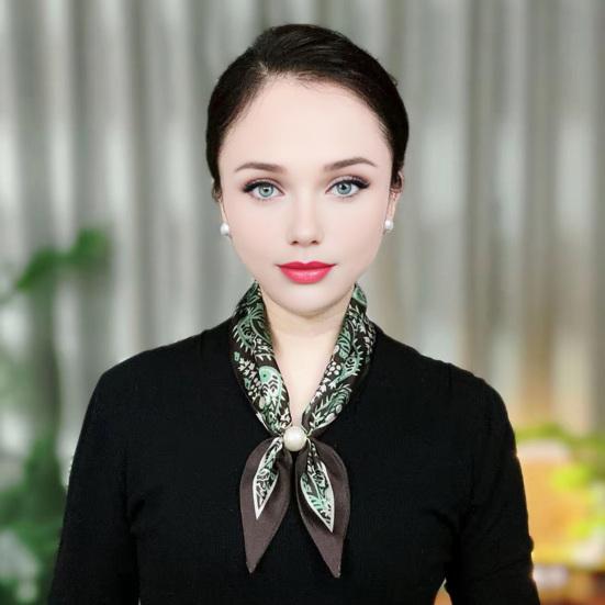 Шелковый шейный платок с неровным геометрическим узором, устойчивый к сминанию, с магнитной застежкой-имитацией жемчуга, аксессуар для наряда