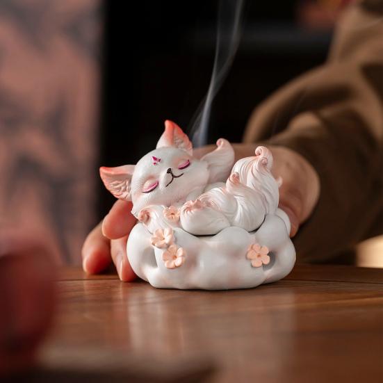 Nine-tailed Fox Incense Burner Decoration Chinese Style Vintage Fox Resin